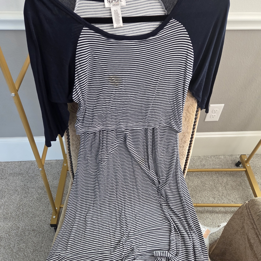 Lamaze Nurture Nursing Navy and White Striped Shirt